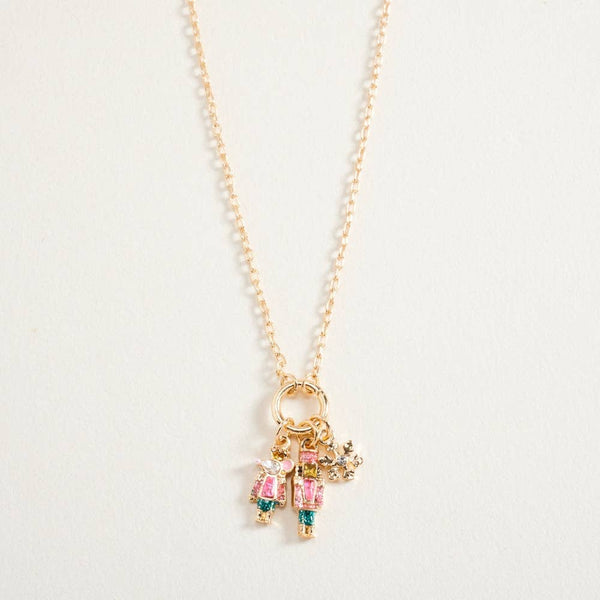 16 Inch Nutcracker Mouse King Charm Cluster Chain Necklace: Gold/Pink / ONE
