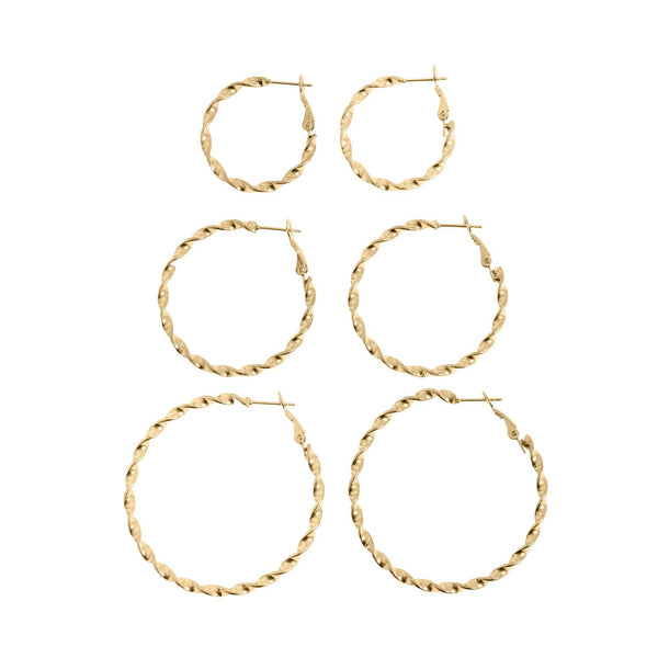 18K Gold PVD Stainless Steel Twist Hoop Earrings: Gold / 40mm