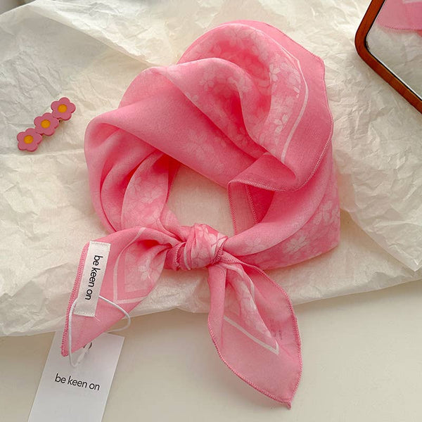 Pink fairy tale Floral Bandana Square scarf - Lulu Bella Boutique