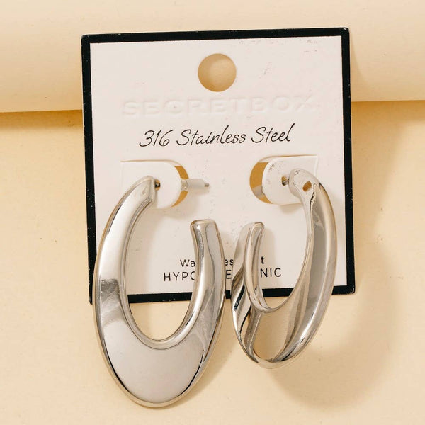 Secret Box Gold Dipped Flat Oval Hoop Earrings: RH - Lulu Bella Boutique