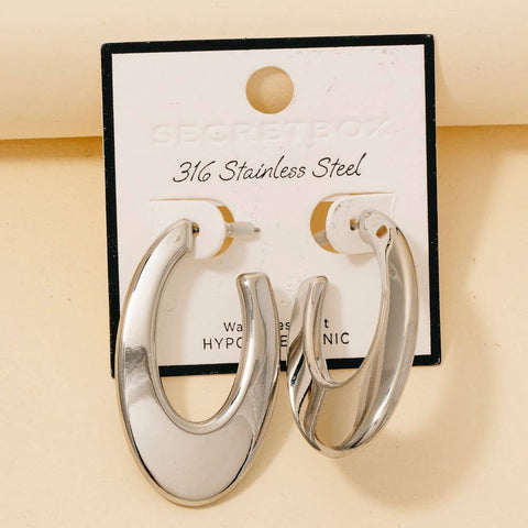 Secret Box Gold Dipped Flat Oval Hoop Earrings: RH - Lulu Bella Boutique