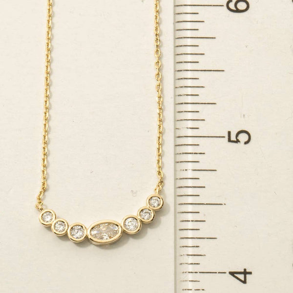 Oval Cz Studs Charm Necklace: G - Lulu Bella Boutique