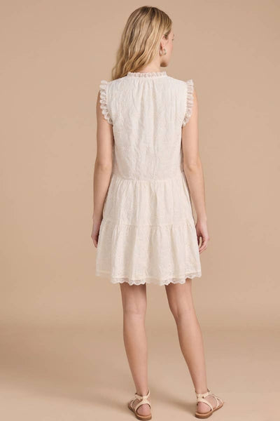 White Eyelet Tiered Mini Dress: Cream / S - Lulu Bella Boutique