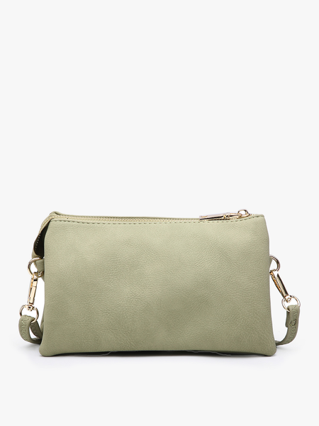 M013 Riley Monogrammable 3 Compartment Crossbody/Wristlet: Midnight Black - Lulu Bella Boutique