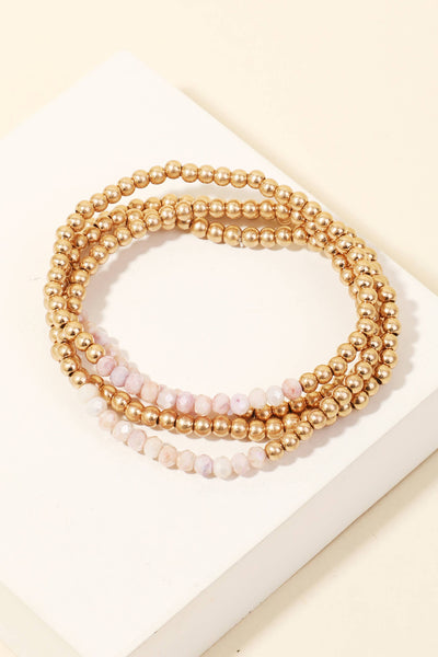 Layered Metallic Beaded Bracelet Set: WGNAT - Lulu Bella Boutique