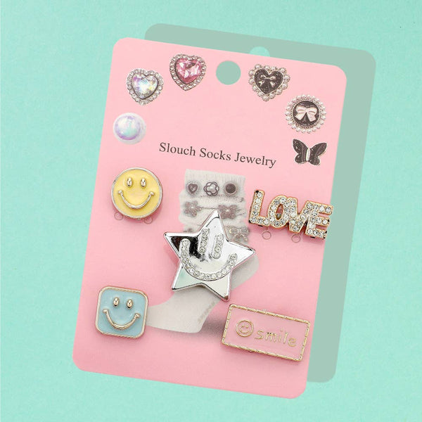 12 SET OF 5 - Smile Face Star LOVE Pin Trendy Charm Jewelry