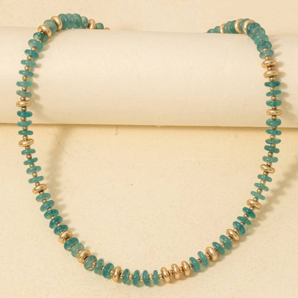 Semi Precious Stone Disc Beaded Necklace: LMUL