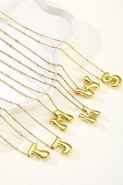 STAINLESS STEEL BALLOON BUBBLE INITIAL NECKLACE | 40NK316: T