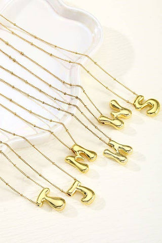 STAINLESS STEEL BALLOON BUBBLE INITIAL NECKLACE | 40NK316: J