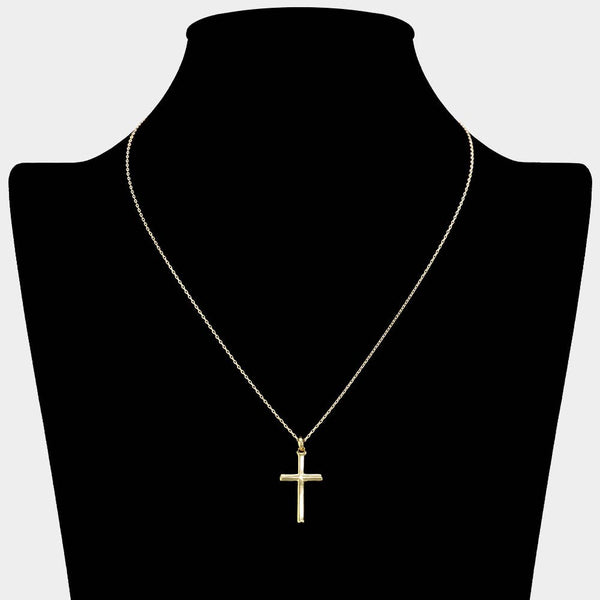 SECRET BOX_14K Gold Dipped Cross Pendant Necklace
: Gold
