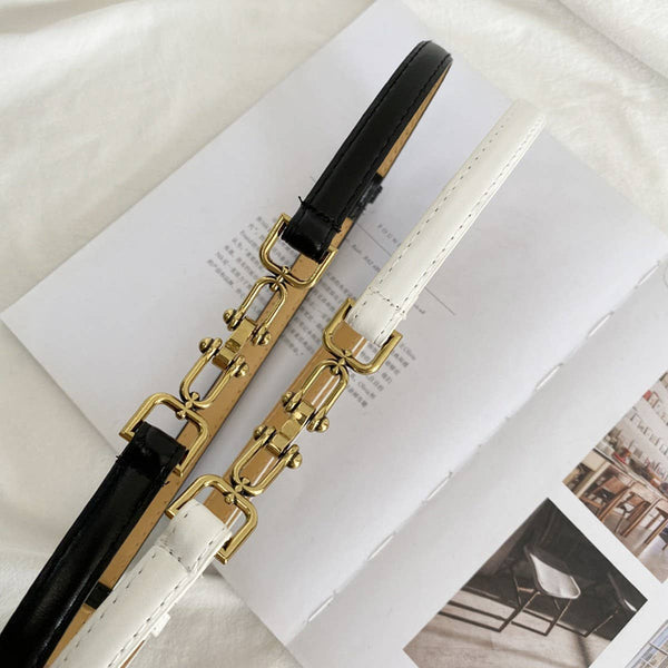 WAIST-HUGGING VINTAGE MATTE THIN BELT_CWABE0647: Brown / (OS) 2 - Lulu Bella Boutique