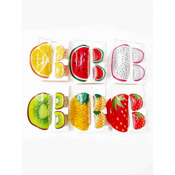Fruit Theme Hair Trio Claw Set: MIX COLOR / ONE(12) - Lulu Bella Boutique