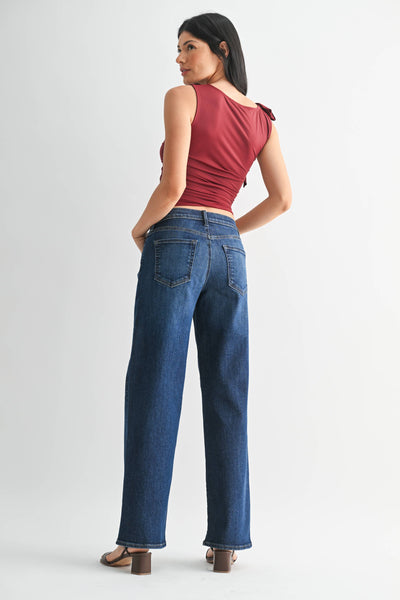 Loose Straight w/ Regular Hem - DARK DENIM - BP484J: 24 - Lulu Bella Boutique