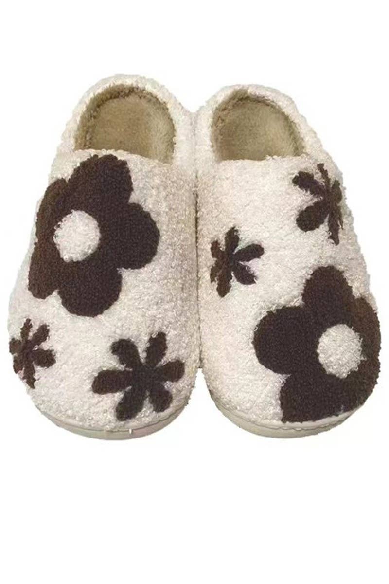 Novelty Slippers: Flower power cream / 39/40