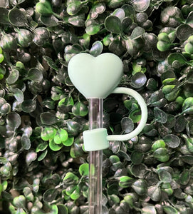 Large Heart Straw Toppers: Mint