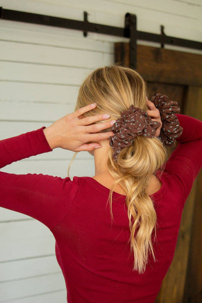 Mahogany Floral Jumbo Scrunchie