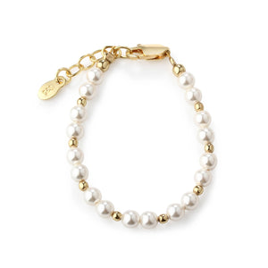 Girls 14K Gold-Plated Pearl Baby Bracelet Children's Jewelry: Medium 1-5 Years