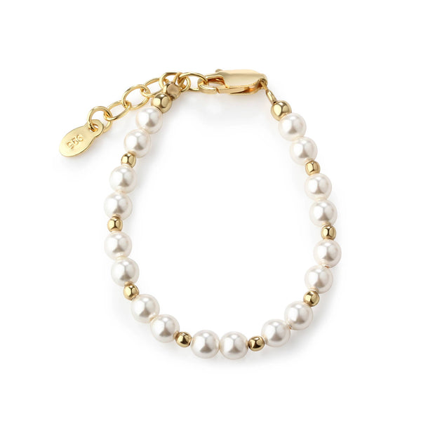 Girls 14K Gold-Plated Pearl Baby Bracelet Children's Jewelry: Large 6-12 Years