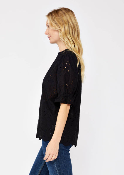 Embroidered Eyelet Cotton Summer Top: Black / M - Lulu Bella Boutique