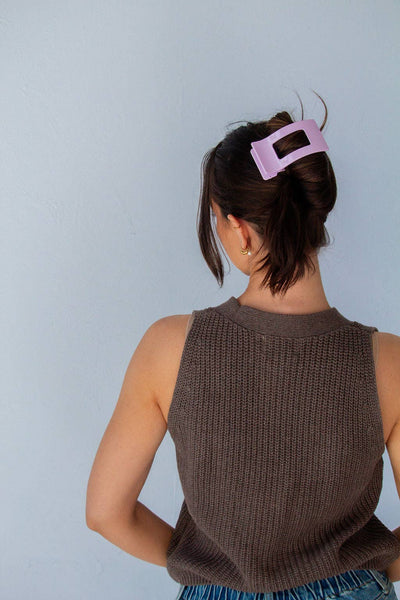 Rectangle Cutout Claw Clip: Pink - Lulu Bella Boutique