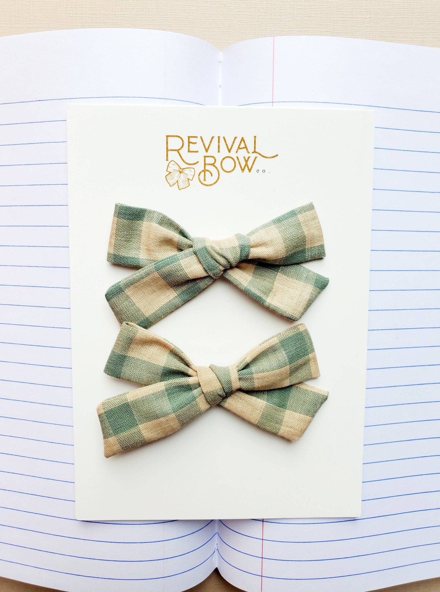 Pigtail Bow Set • Green Plaid