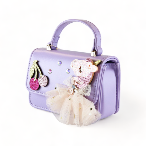 B1302 Unicorn & Cherry Applique Purse (6 Colors): Fuchsia