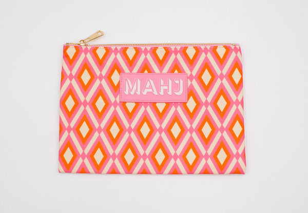 Premium Mahjong Card & Accessory Bag: Stripes- Purple & Green Card & Accessory Bag