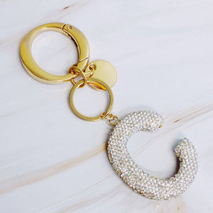 It Girl Glam Initial Key Chain: Crystal Clear / C