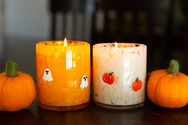 Candy Corn Ghost 12oz Icon Confetti Halloween Candle - Lulu Bella Boutique
