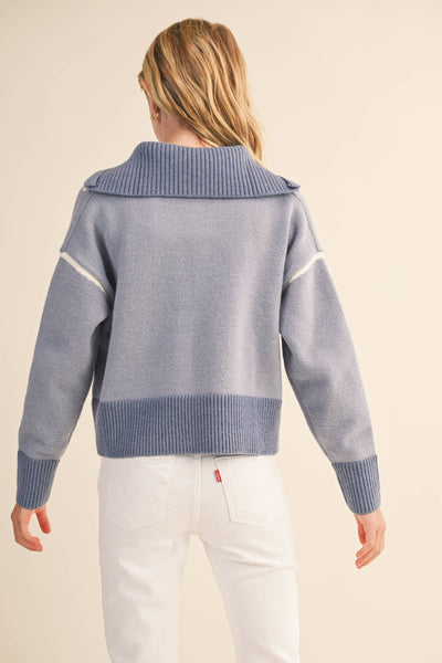 TWEEN KIDS GIRLS HALF ZIP SWEATER  (7-14): 7/8 - Lulu Bella Boutique