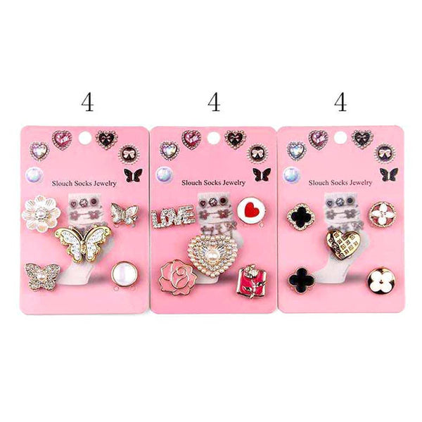 12 SET OF 5 - Pearl Butterfly Pin Slouch Socks Charm Jewelry