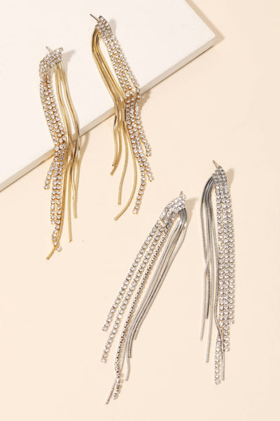 Rhinestone Rope Chain Fringe Earrings: G