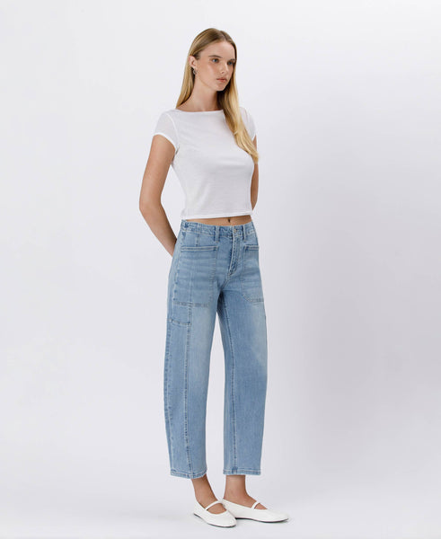 SUPER HIGH RISE ELASTIC BAND BARREL JEANS F5831: ACCOMPLISHMENTS / 24 - Lulu Bella Boutique