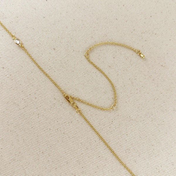 18k Gold Filled Oval CZ Bezel Belly Chain - Lulu Bella Boutique