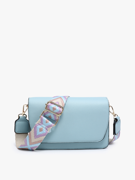 M2278 Noah Flapover Crossbody w/ Guitar Strap: Black - Lulu Bella Boutique