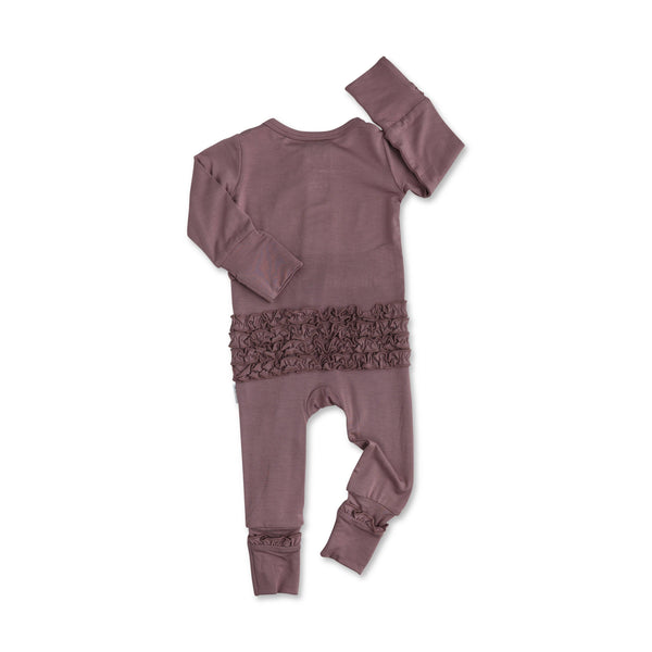 Bamboo Baby Pajama Sleepies Little Baby Ruffle Zip Kate Mauve: Newborn