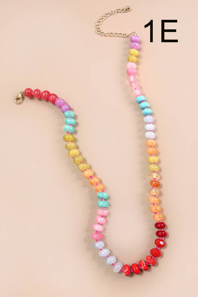 NATURAL AGATE GLASS SEMI PRECIOUS BEAD NECKLACE | 80N896: 3D - Lulu Bella Boutique