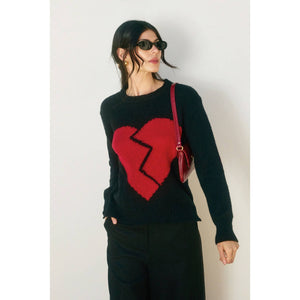 Broken Heart Relaxed Sweater: BLACK