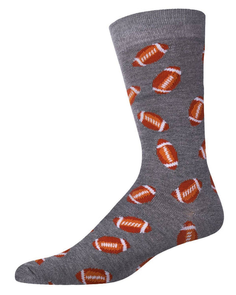 MeMoi Football Bamboo Blend Men's Crew Socks: Black / 10 13