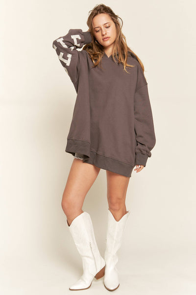 BE YOURSELF HOODIE SWEATER - JJT6145: ASH BLACK / S/M - Lulu Bella Boutique