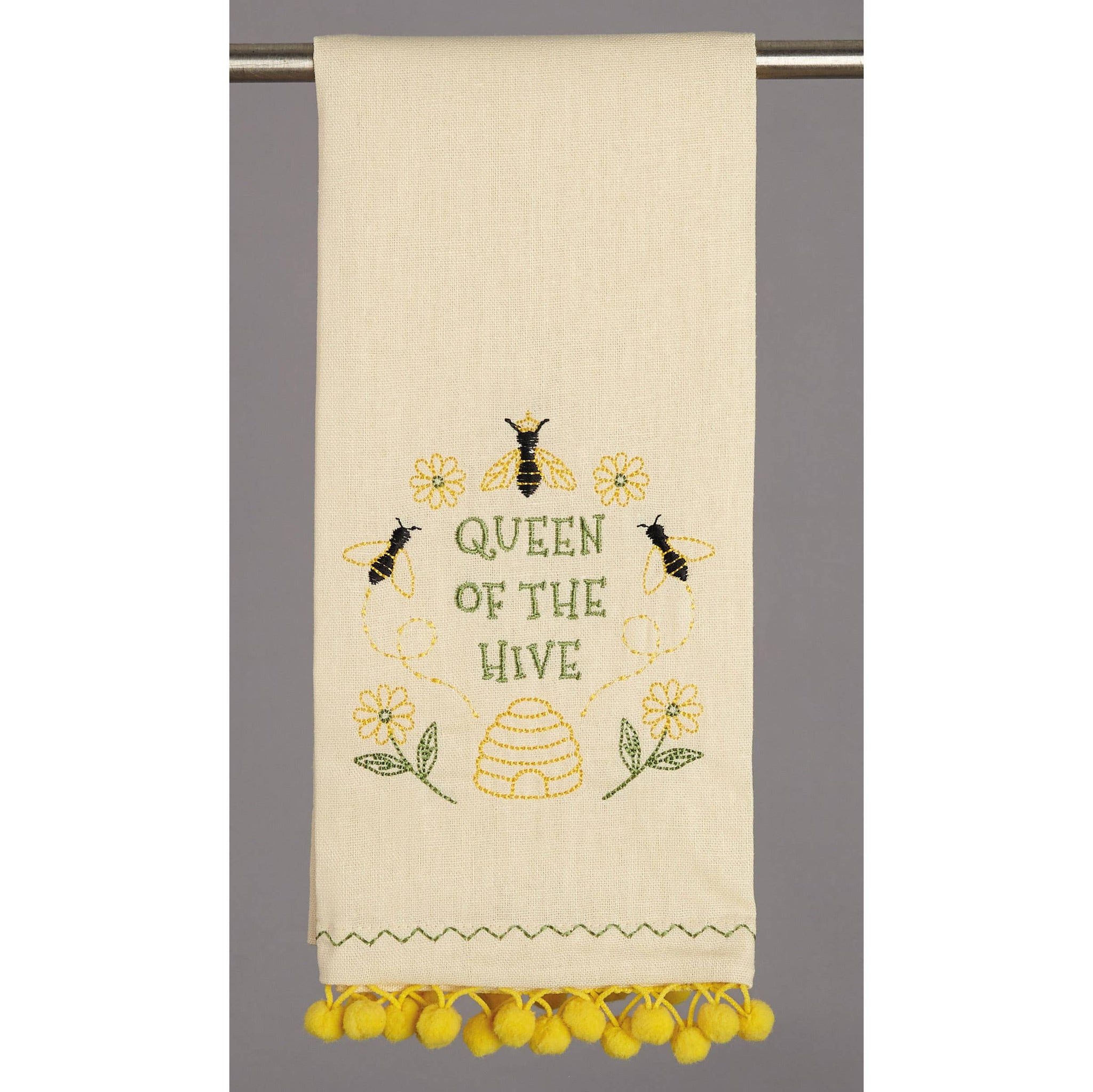 Queen of The Hive Pom Pom Kitchen Towel - Lulu Bella Boutique