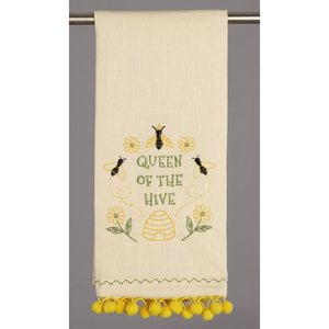 Queen of The Hive Pom Pom Kitchen Towel - Lulu Bella Boutique