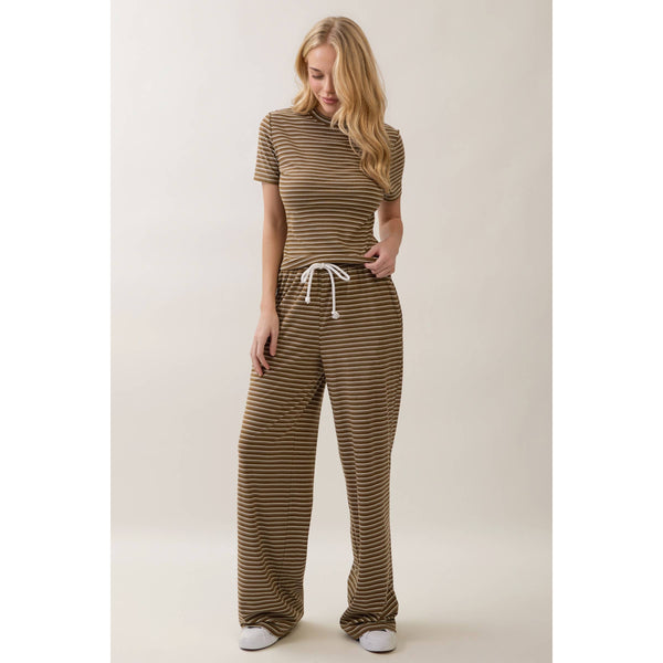 Everyday Ease Striped Lounge Set: Olive