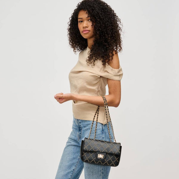 Avery Studded Crossbody: Chocolate - Lulu Bella Boutique