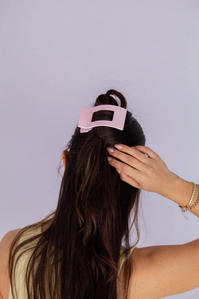Rectangle Cutout Claw Clip: Pink - Lulu Bella Boutique