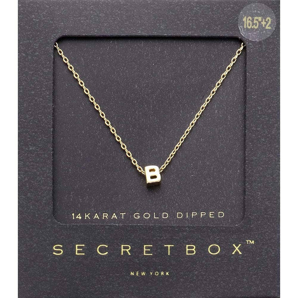 SECRET BOX_14K Gold Dipped Initial Monogram Pendant Necklace: ~H~