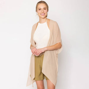 Solid Chiffon Ruana Poncho: Tuape - Lulu Bella Boutique