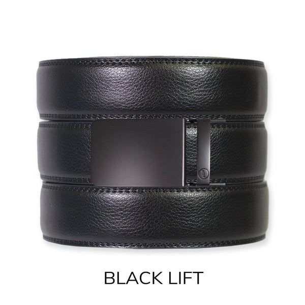 Black Leather Ratchet Belt & Buckle Set: Gun Metal - Lulu Bella Boutique