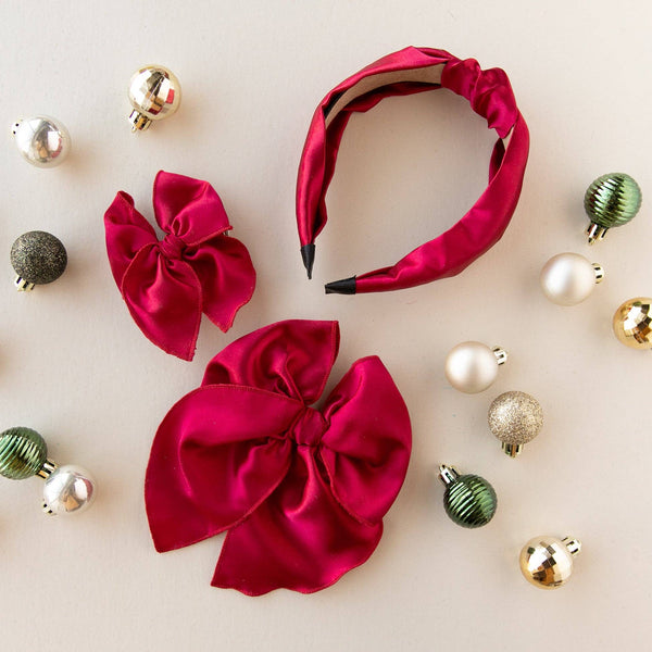 Poinsettia | Petite Party Bow: Alligator Clip