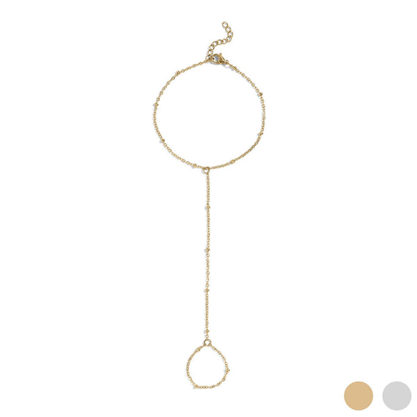 18K Gold PVD Stainless Steel Satellite Hand Chain: Gold